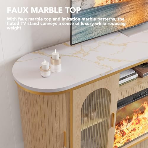 70" Fluted Fireplace TV Stand for TVs Up to 80 Inches, view 6