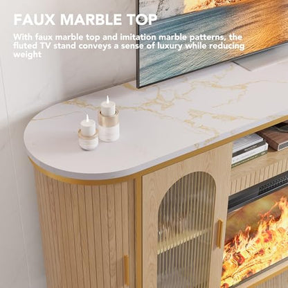 70" Fluted Fireplace TV Stand for TVs Up to 80 Inches, view 6