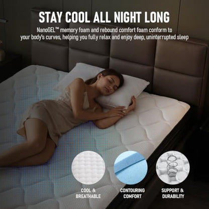 Twin Mattress,12 inch Hybrid Memory Foam Mattress Size in a Box, view 5
