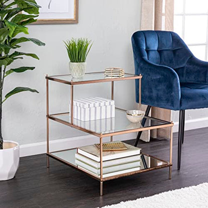 Knox Accent Table - Copper - Transitional Design, Metal and Glass - Ideal for Living Room, Bedroom (OC2205)