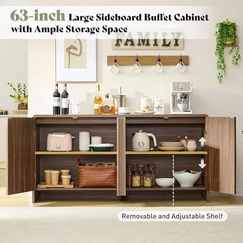 63" Modern Fluted TV Stand with Storage, view 6