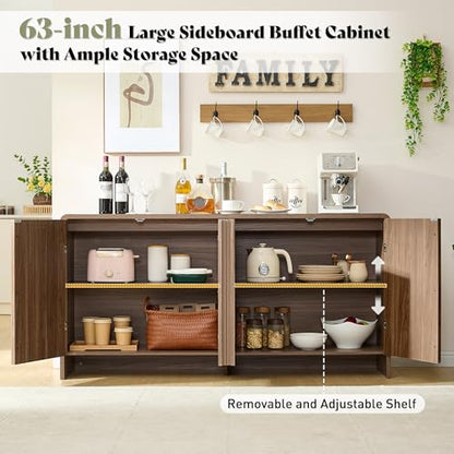 63" Modern Fluted TV Stand with Storage, view 6