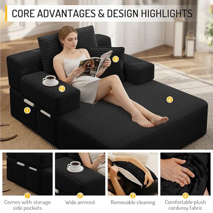 70" Oversized Boneless Chaise Lounge Chair Indoor, view 6