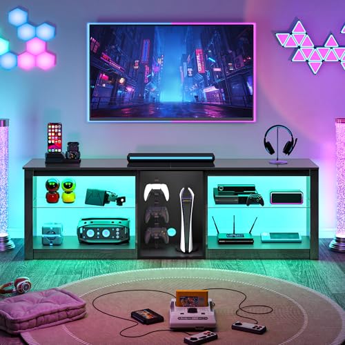 Modern 63 inch TV Stand with LED Lights for 50 55 60 65 70 75 inch TVs, view 4