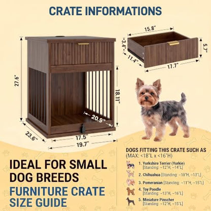 Dog Crate Furniture,Wooden Dog Kennel End Table,Walnut, view 3