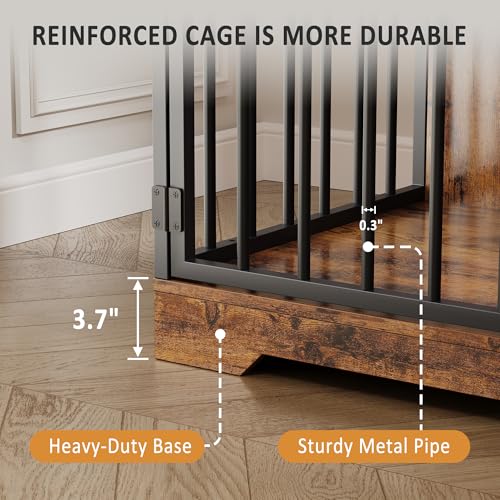 Dog Crate Furniture for Medium Small Dogs with Storage, Brown, view 7
