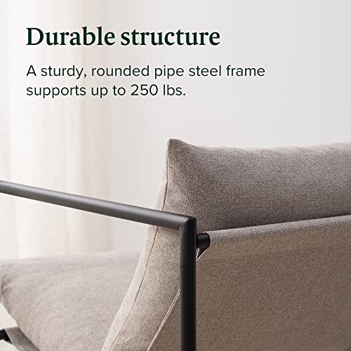 Zinus Aidan Sling Accent Chair, Metal Framed Armchair with Shredded Foam Cushioning, Oatmeal