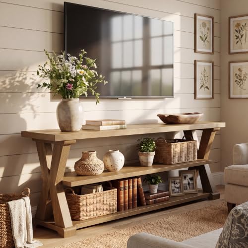 63-Inch Farmhouse TV Stand for 55/60/65/70-Inch TVs, 3-Tier, view 2
