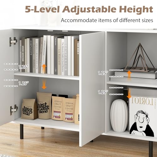 42” Sideboard Buffet Cabinet, Modern Kitchen Storage Cabinet with 2 Doors & Adjustable Shelves, Anti-Toppling Kit, Coffee Bar for Kitchen, Entryway