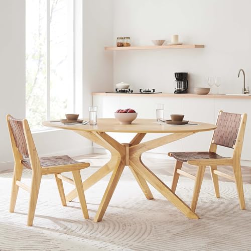Crossroads 63Inch Oval Dining Table Solid Wood Oak Finish Modern Kitchen Room Entertaining Home Furniture Quality Stylish Elegant Durable Refined Versatile Contemporary