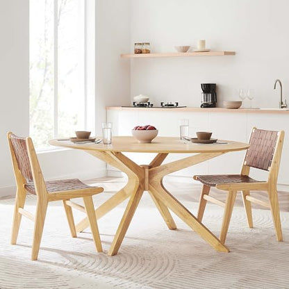 Crossroads 63Inch Oval Dining Table Solid Wood Oak Finish Modern Kitchen Room Entertaining Home Furniture Quality Stylish Elegant Durable Refined Versatile Contemporary