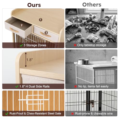 24.4inch Dog Crate Furniture for Small Dogs with 2 Drawers, view 5