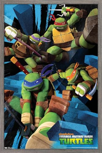 Nickelodeon Teenage Mutant Ninja Turtles - Attack Wall Poster, 22.375" x 34", Barnwood Framed Version