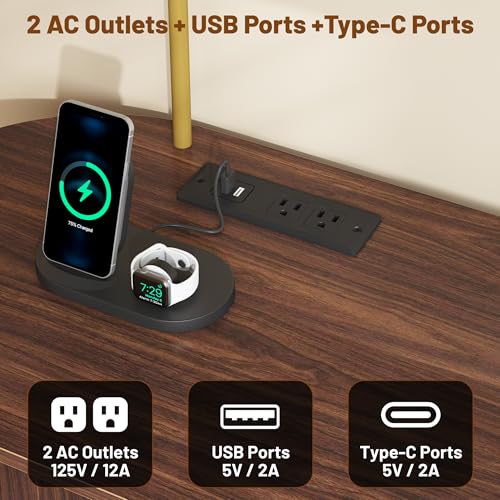 Tall Record Player Stand with Charging Station, view 5