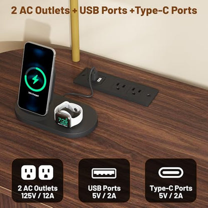 Tall Record Player Stand with Charging Station, view 5