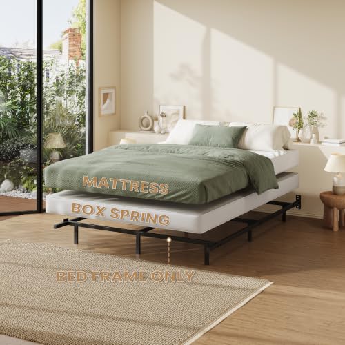 7 Inch Metal Bed Frame, 9-Leg Box Spring Base, Black, Full, view 4