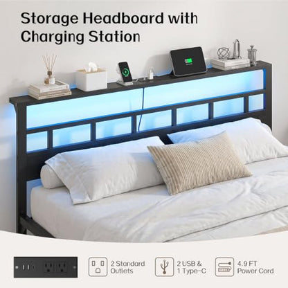 King Size Bed Frame with 3 Storage Drawers & Headboard, view 6