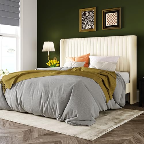 Queen Size Velvet Bed Frame/Vertical Channel Tufted Wingback, view 2