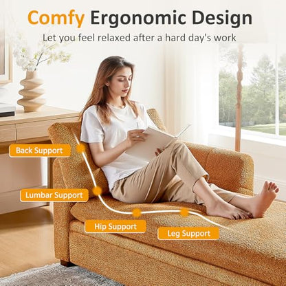 Oversized 70.47'' Chaise Lounge Chair with Storage, Boucle Curry, view 6