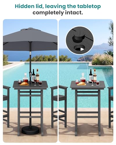 3 Pcs HDPE Bar Height Adirondack Chairs and Bar Table Set, Grey, view 4