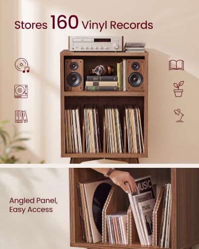 End Table, Mid-Century Record Player Stand, Holds 160 Albums, view 5