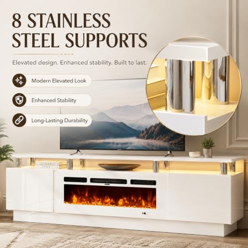 70" TV Stand for Living Room, Entertainment Center & Media Console with Storage, view 7