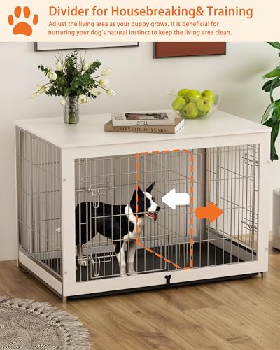 Wooden Dog Crate Furniture with Divider Panel, view 5