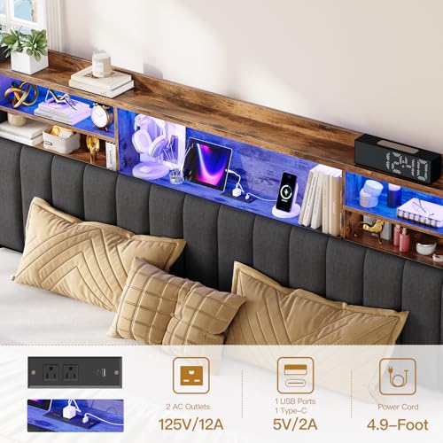King Size Bed Frame with Headboard and 4 Drawers Storage, view 7