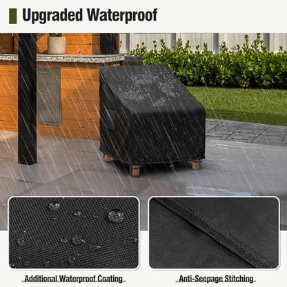 Patio Furniture Covers Waterproof, Outdoor Chair Covers for Rocking Chair, Fits up to 32W x 37D x 36H Inches, Ventilated Air Vents and Convenient Handles Included, Black, 2 Pack