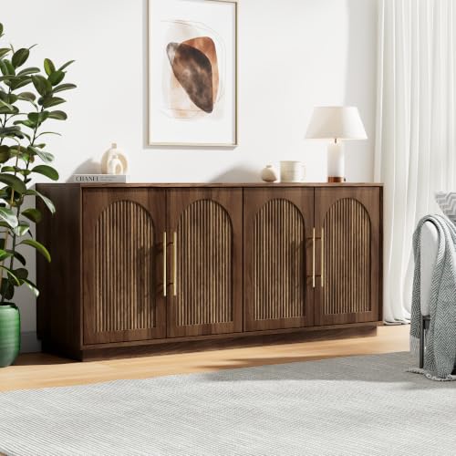 Modern Buffet Cabinet with Storage, 59.1”Sideboard Cabinet, Walnut, view 2