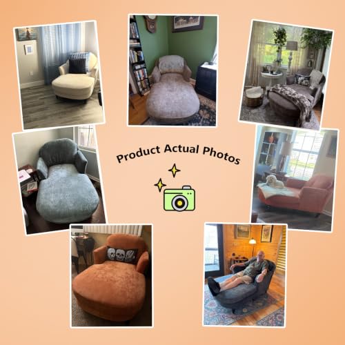 59.8” Chaise Lounge Chair Indoor, Oversized Reading Armchair, Brown, view 4