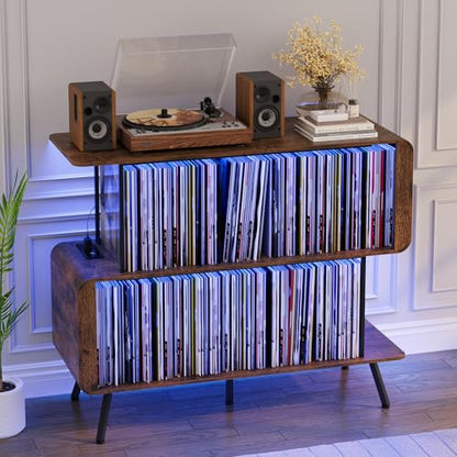 Record Player Stand with Vinyl Record Storage - 3-Tier Record Player Table, view 2