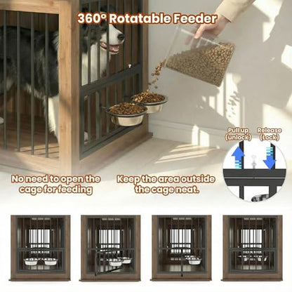 71in Double Dog Crate Furniture with Charging Station, view 8