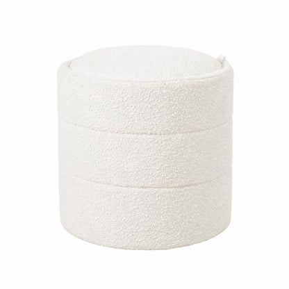 18" Storage Round Ottoman - Cream Boucle