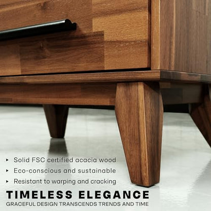 Acacia Linea 26" 5-Drawer Solid Wood Dresser, Chest of Drawers, Walnut, view 6