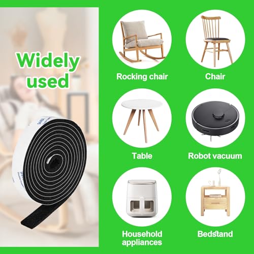 Felt Strips with Adhesive Backing, Felt Tape with Adhesive Backing, Felt Furniture Strips 2 Pack Roll 1/2x 60 Inches Black, Felt Strips for Furniture
