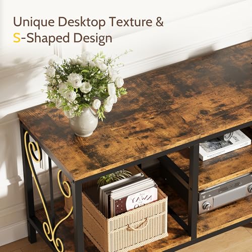 TV Stand for 65 70 75 Inch TVs, 63" Heavy-Duty Industrial Entertainment Center with 3-Tier Open Shelves, Solid 6-Leg Structure & Soundbar Space, TV Console Table for Living Room and Bedroom