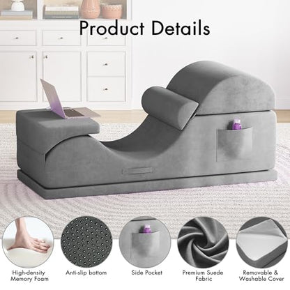 Convertible Yoga Chair for Adults, Ergonomic Foam Lounge with Lumbar Pillow, view 5
