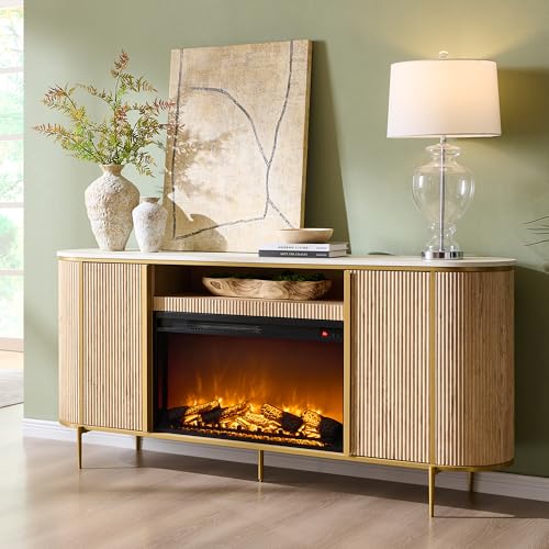 Luxury 70" Fluted Fireplace TV Stand, view 4