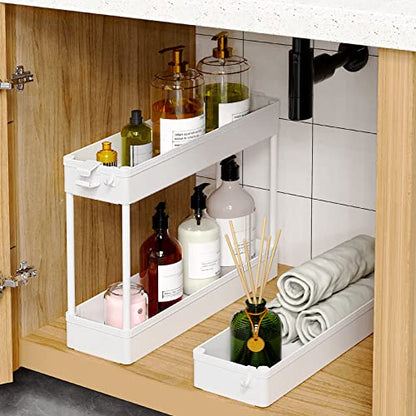 Slim Rolling Storage Cart, 3 Tier Bathroom Cart Organizer,White, view 4
