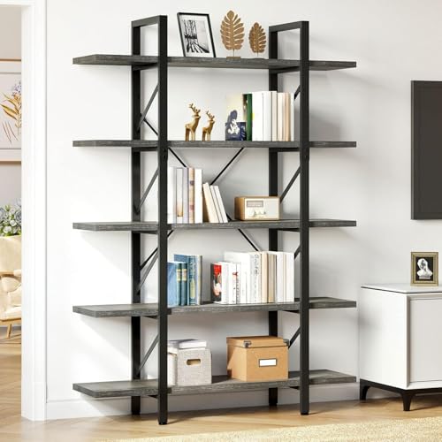 5-Tier Bookshelf | 70.9" Tall Bookshelves and BookCases with 5 Shelves Display Storage Shelves for Home Office, Living Room, Charcoal Gray