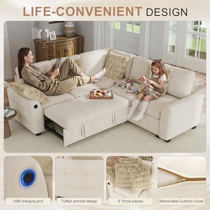 Chenille L-Shaped Modular Couch with USB Ports, view 7