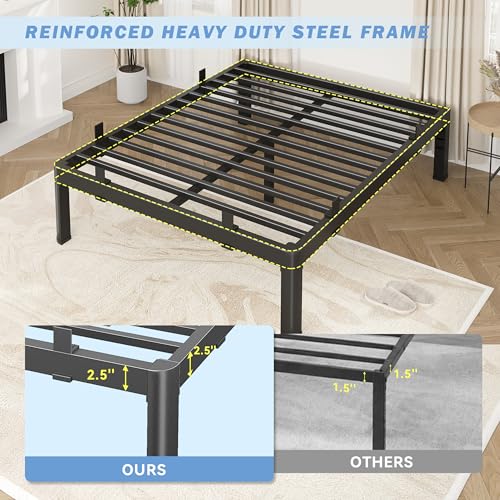 18 Inch Metal Full Size Bed Frame with Heavy Duty Steel Support, view 5