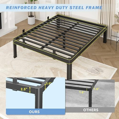 18 Inch Metal Full Size Bed Frame with Heavy Duty Steel Support, view 5
