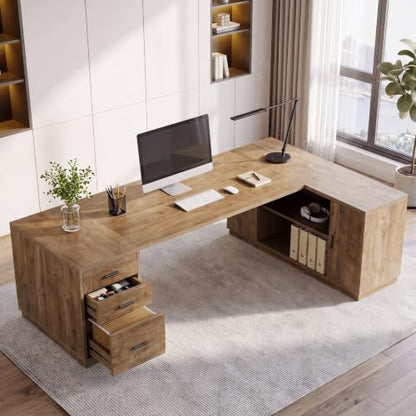 78.7'' L-Shaped Executive Desk, Extra Large Wooden Office Corner Desk, view 5