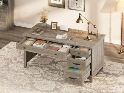 Executive Home Office Desk, Adjustable File Drawer Office Desk, view 6