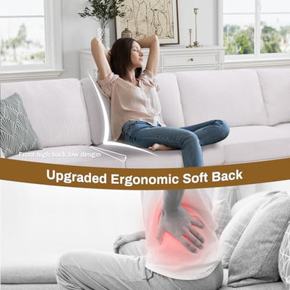 Oversized Modular Sectional Sofa,U/L-Shaped Corduroy Couch with Ottoman,Deep Seat & Removable Cushion,Easy Assembly for Living Room Apartment,7 Seater,Cream