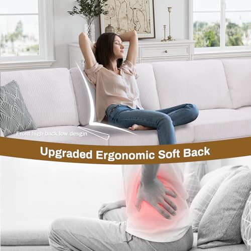 Oversized Modular Sectional Sofa,U/L-Shaped Corduroy Couch with Ottoman,Deep Seat & Removable Cushion,Easy Assembly for Living Room Apartment,8 Seater,Cream