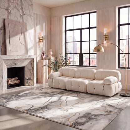SAFAVIEH Craft Area Rug 6'7"x9', Modern Grey & Gold CFT877F, view 2