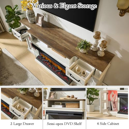 3-Side Fireplace TV Stand for up to 80 Inch TV, view 6